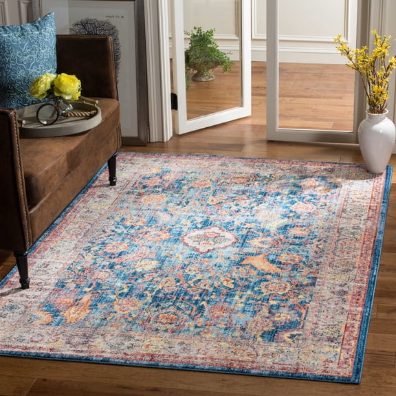 SAFAVIEH Bristol Xzavier Oriental Polyester Area Rug, Blue/Light Gray, 9' x 12'