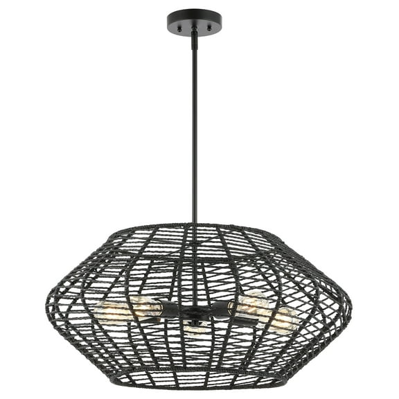 SAFAVIEH Briza 5-Light Black Paper Pendant Light with Black Paper Shade