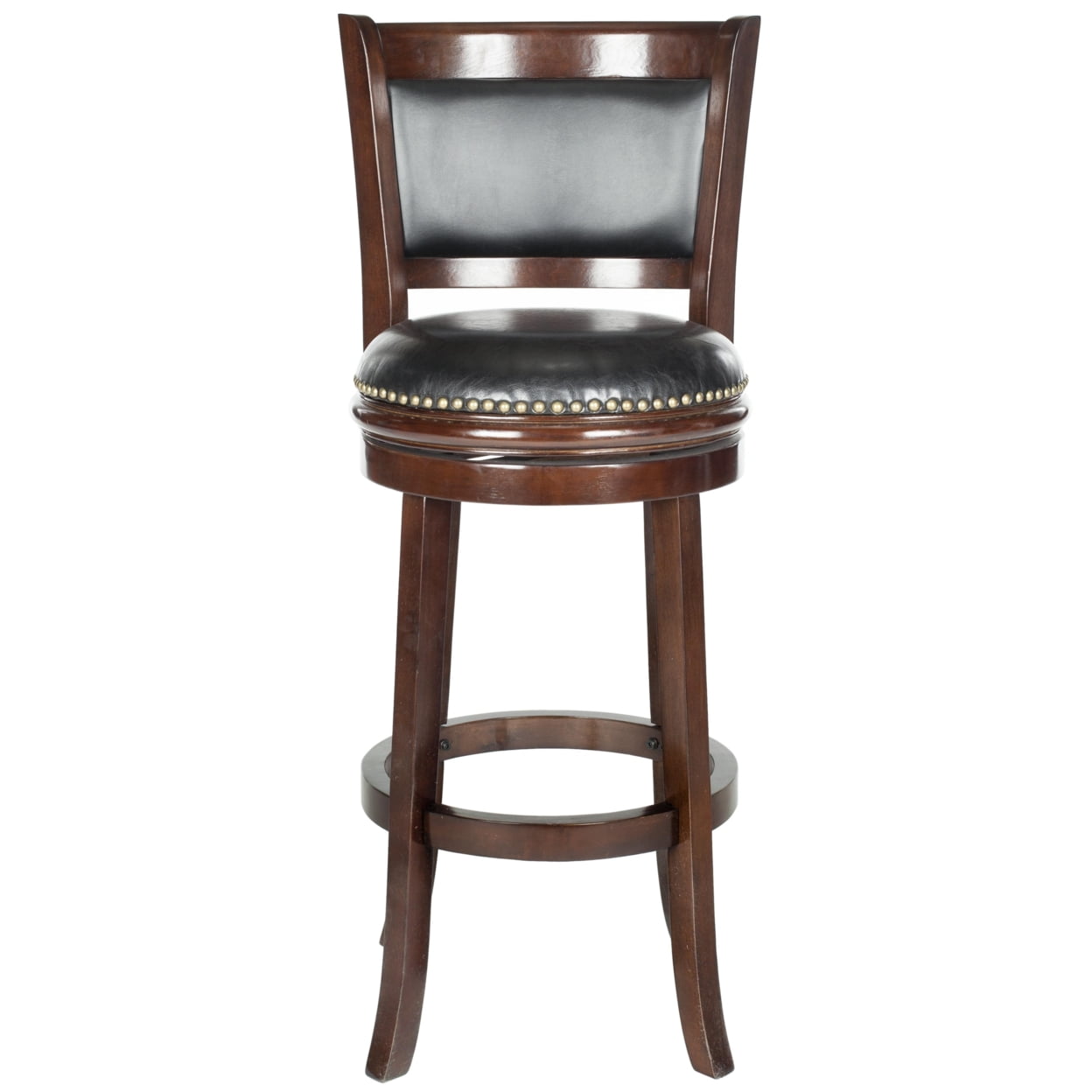 Cappuccino and Black Swivel Bar Stool with Leather Seat