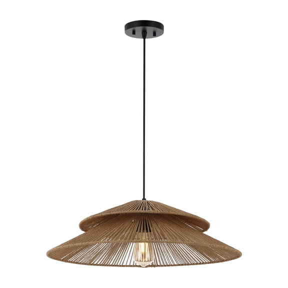 SAFAVIEH Brunia LED Natural Paper Pendant Light with Brown Shade