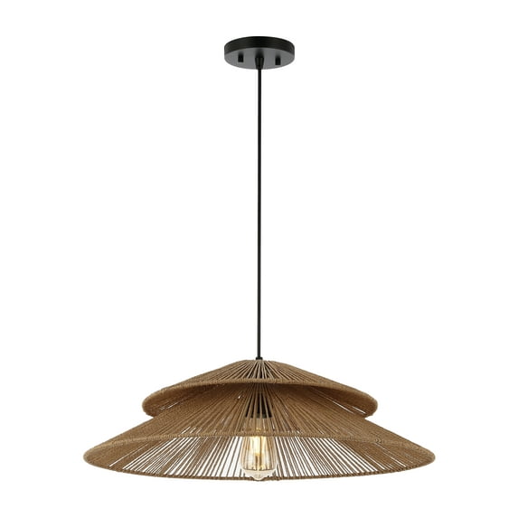 SAFAVIEH Brunia LED Natural Paper Pendant Light with Brown Shade