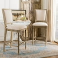 thumbnail image 1 of SAFAVIEH Buchanan 30"H Upholstered Rectangle Bar Stool, Set of 2, Beige, 1 of 12