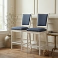 thumbnail image 1 of SAFAVIEH Buchanan 30"H Upholstered Rectangle Bar Stool, Set of 2, Navy, 1 of 16