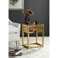 thumbnail image 1 of SAFAVIEH Byram Solid Classic Greek Key Glass Top End Table, Gold/Clear, 1 of 5