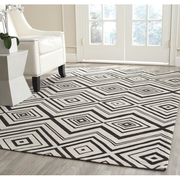 SAFAVIEH Cedar Brook Michelle Geometric Cotton Area Rug, Ivory/Brown, 2'3" x 3'9"