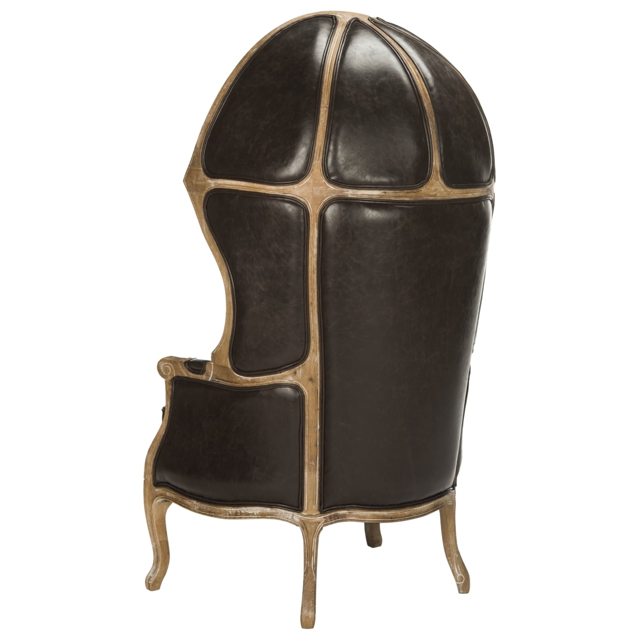 Regal Sabine Brown Leather & White-Washed Oak Balloon Chair