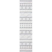 SAFAVIEH Cabana Allycia Geometric Indoor/Outdoor Runner Rug, Ivory/Grey, 2'2" x 7'