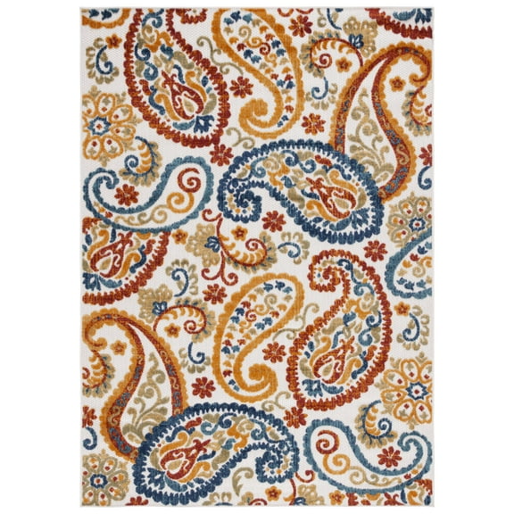 SAFAVIEH Cabana Allycia Paisley Indoor/Outdoor Area Rug, Cream/Navy, 2' x 4'