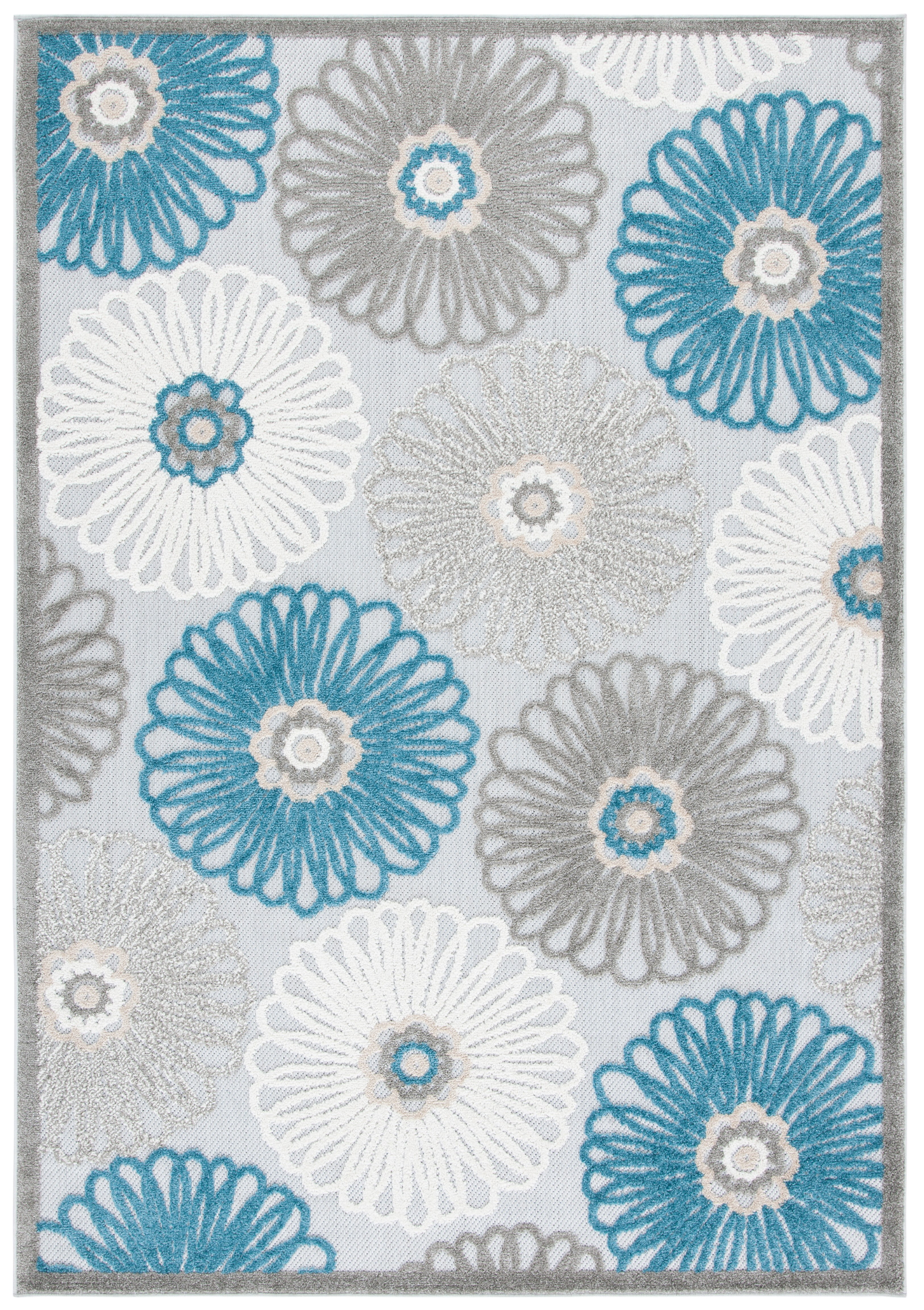 SAFAVIEH Cabana Anuki Beige/Blue 2'2"X9' Runner Indoor/Outdoor Area Rug Beige/Blue, 4'5" x 6'5"