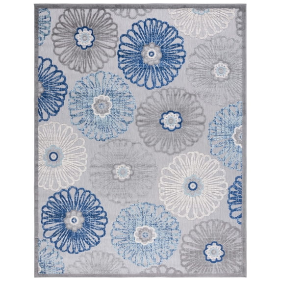 SAFAVIEH Cabana Aria Cream/Red 2'X8' Runner Indoor/Outdoor Area Rug Grey/Blue, 9' x 12'
