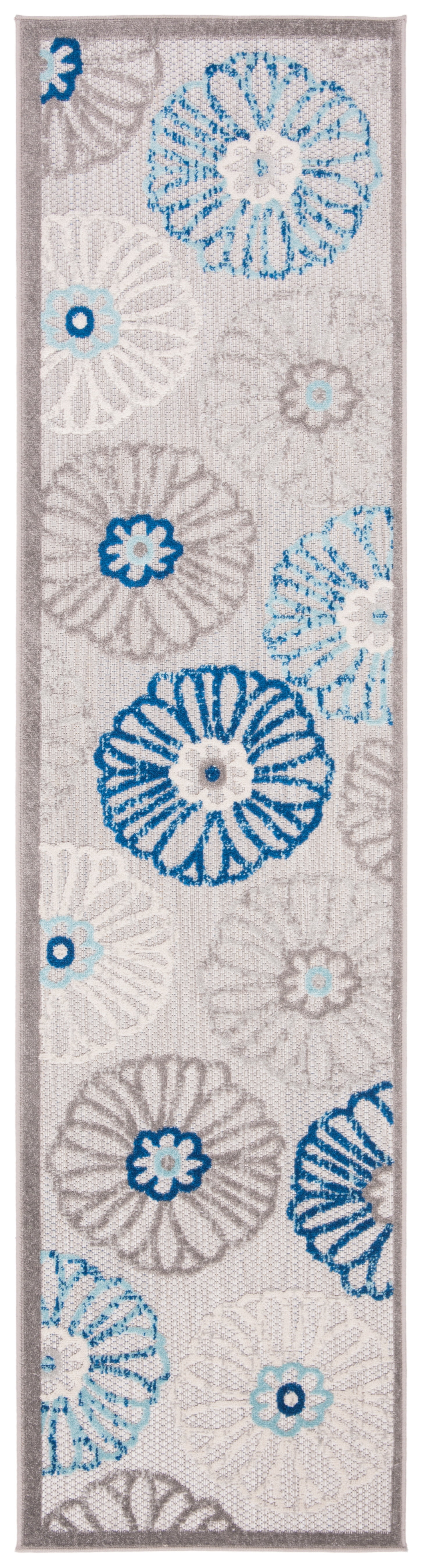 SAFAVIEH Cabana Aria Cream/Red 2'X8' Runner Indoor/Outdoor Runner Rug Grey/Blue, 2' x 8'