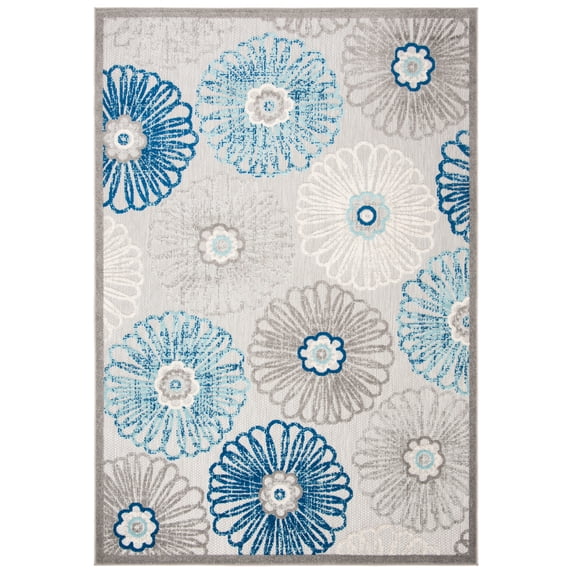 SAFAVIEH Cabana Aria Floral Indoor/Outdoor Area Rug, Grey/Blue, 2' x 4'