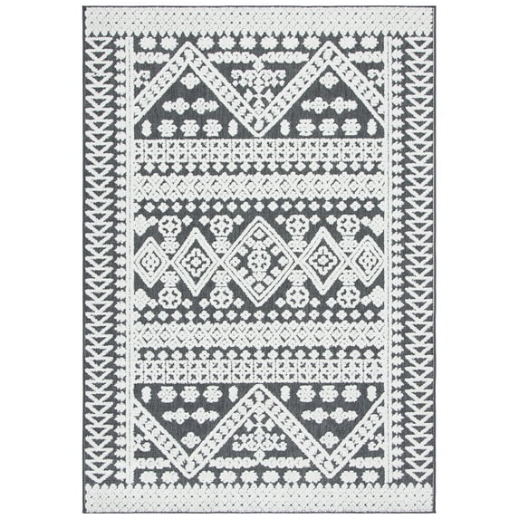 SAFAVIEH Cabana Arielle Geometric Indoor/Outdoor Area Rug, Ivory/Grey, 3' x 5'