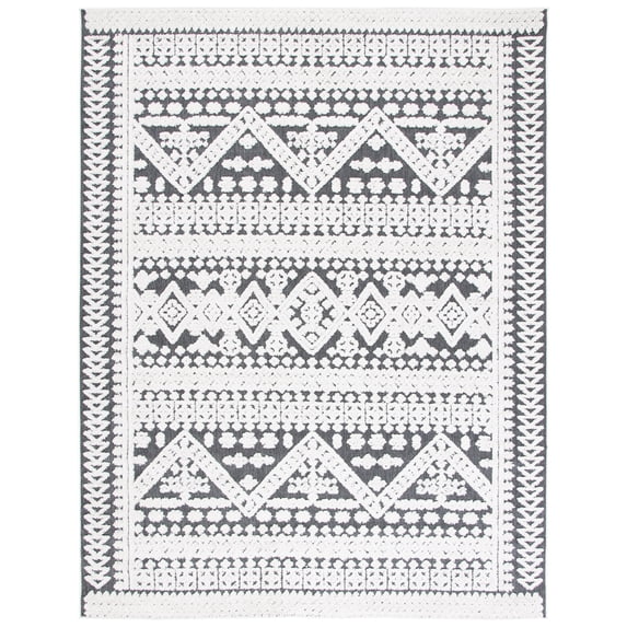 SAFAVIEH Cabana Arielle Ivory/Grey 2'2"X9' Runner Indoor/Outdoor Area Rug Ivory/Grey, 9' x 12'