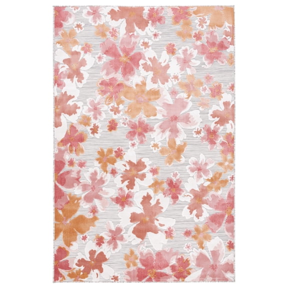 SAFAVIEH Cabana Blaire Floral Indoor/Outdoor Area Rug, Grey/Rose, 9' x 12'
