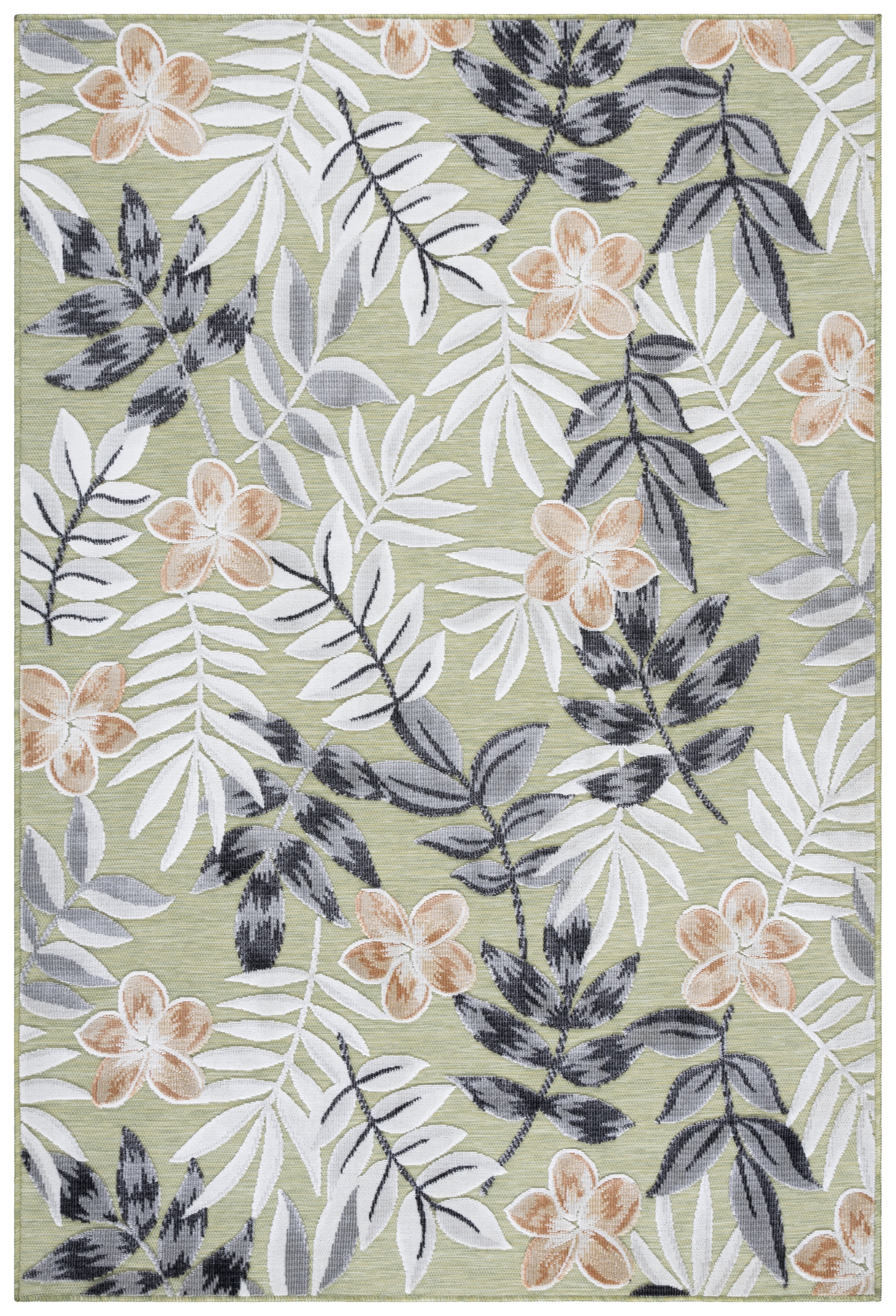 SAFAVIEH Cabana Blazhe Botanical Indoor/Outdoor Area Rug, Olive/Grey, 4' x 6'