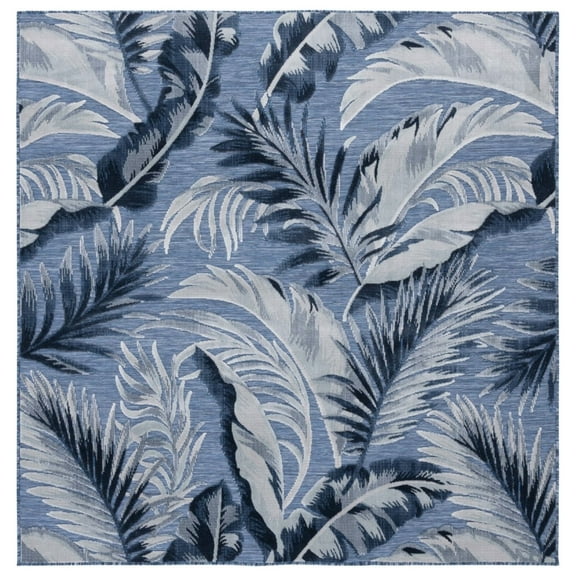 SAFAVIEH Cabana Blazhe Botanical Indoor/Outdoor Runner Rug, Blue/Grey, 2' x 9'