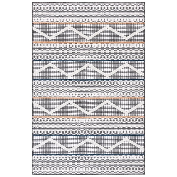 SAFAVIEH Cabana Briella Geometric Indoor/Outdoor Area Rug, Black/Ivory, 4' x 6'