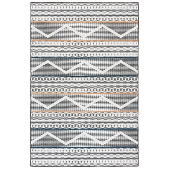 SAFAVIEH Cabana Briella Geometric Indoor/Outdoor Area Rug, Black/Ivory, 5'1" x 7'6"