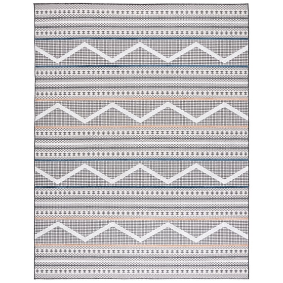 SAFAVIEH Cabana Briella Geometric Indoor/Outdoor Area Rug, Black/Ivory, 9' x 12'
