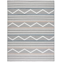 SAFAVIEH Cabana Briella Geometric Indoor/Outdoor Area Rug, Black/Ivory, 9' x 12'