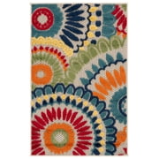 SAFAVIEH Cabana Brynn Floral Indoor/Outdoor Area Rug, Blue/Ivory, 2' x 3'