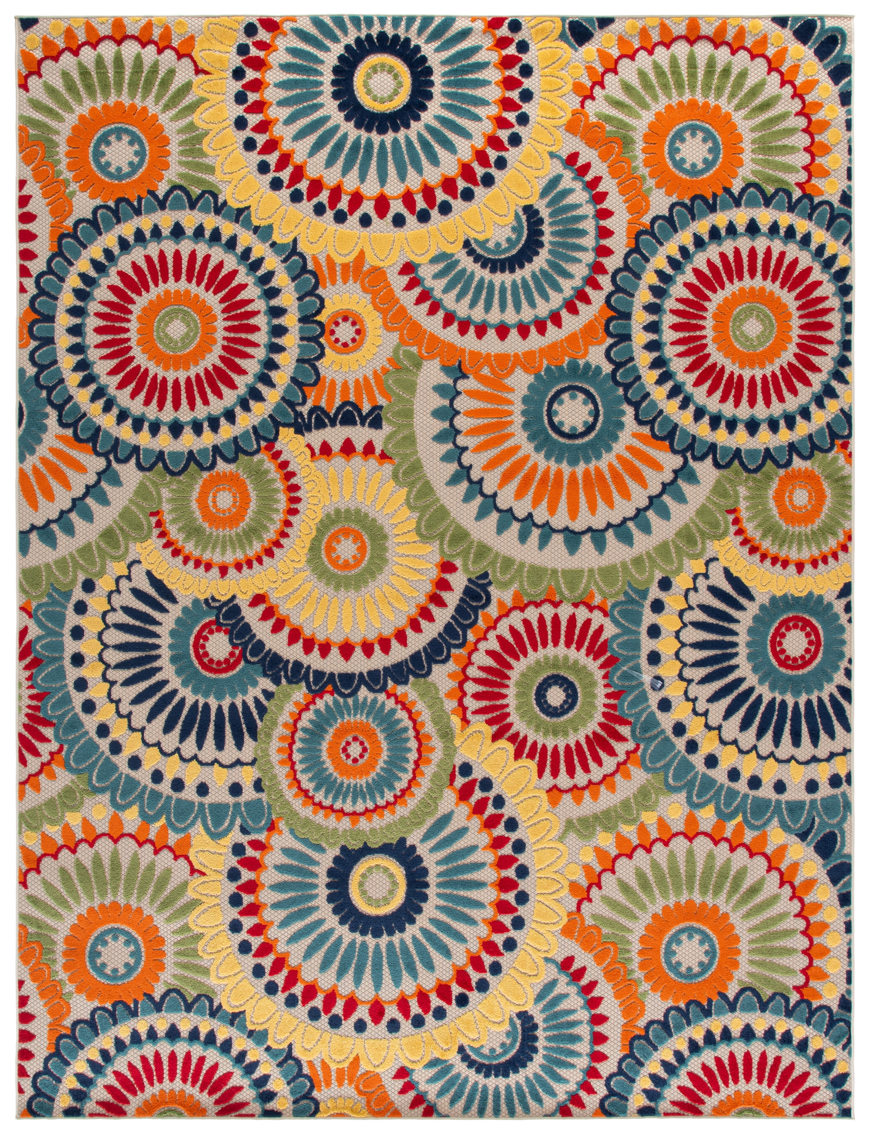 SAFAVIEH Cabana Brynn Floral Indoor/Outdoor Area Rug, Blue/Ivory, 8' x 10'