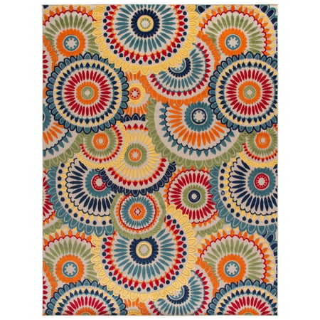 SAFAVIEH Cabana Brynn Floral Indoor/Outdoor Area Rug, Blue/Ivory, 8' x 10'