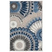 SAFAVIEH Cabana Brynn Floral Indoor/Outdoor Area Rug, Grey/Blue, 2' x 3'