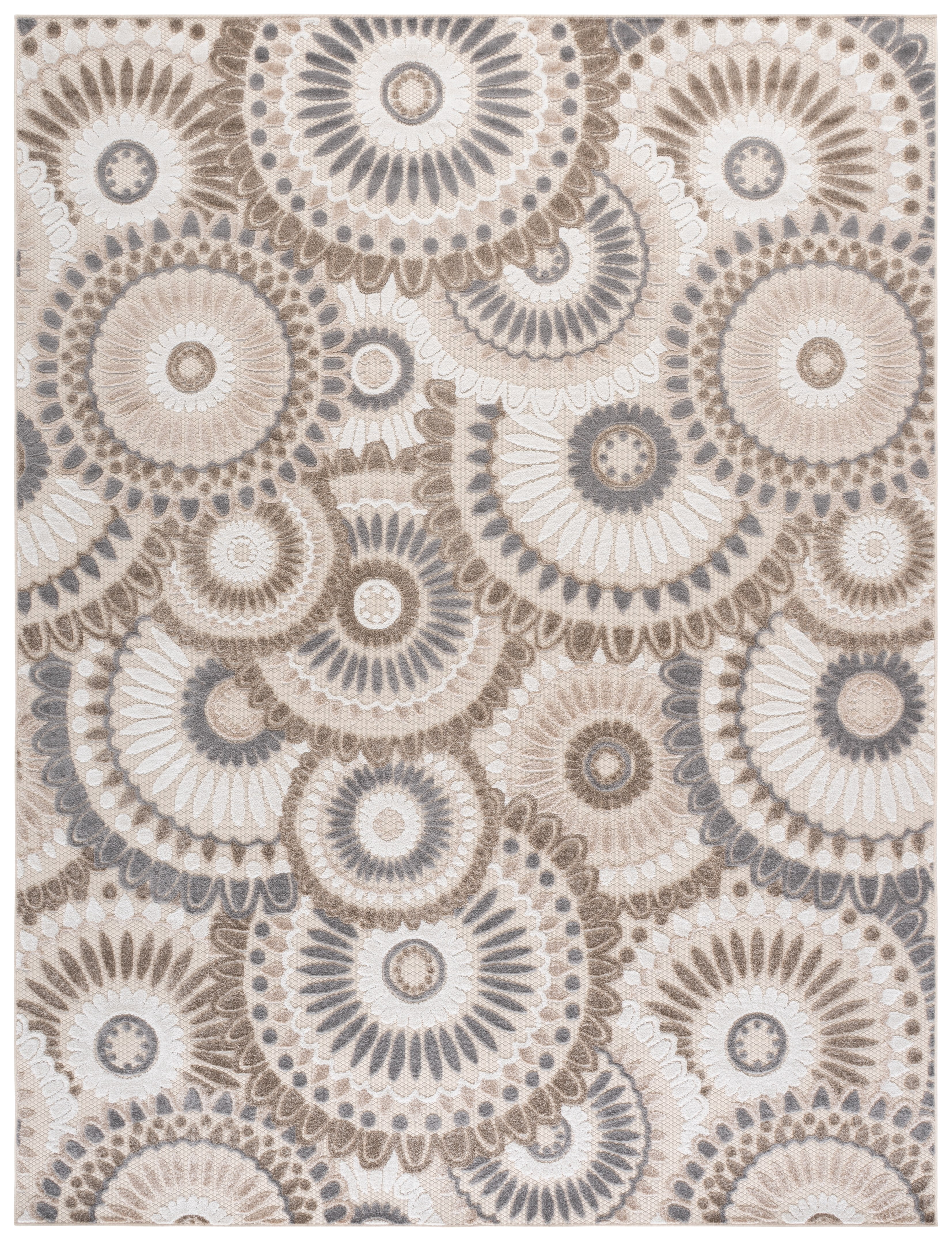SAFAVIEH Cabana Brynn Floral Indoor/Outdoor Area Rug, Grey/Ivory, 8' x 10'