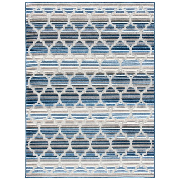 SAFAVIEH Cabana Burke Geometric Indoor/Outdoor Area Rug, Blue/Grey, 3' x 5'