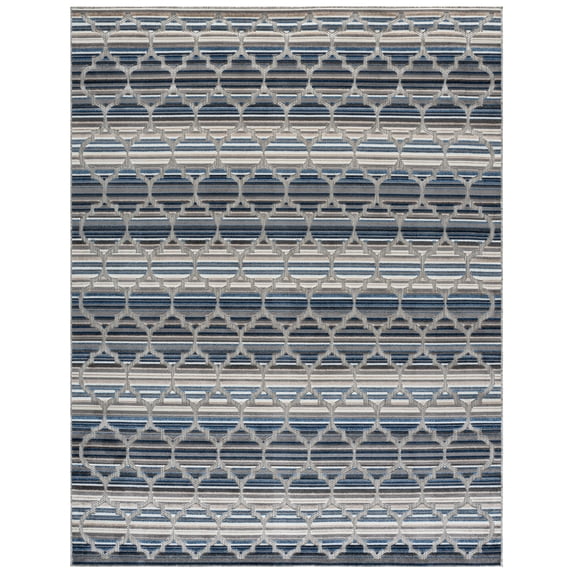 SAFAVIEH Cabana Burke Geometric Indoor/Outdoor Area Rug, Blue/Grey, 8' x 10'