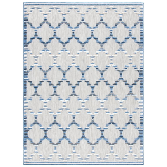 SAFAVIEH Cabana Burke Geometric Indoor/Outdoor Area Rug, Grey/Blue, 5'3" x 7'7"