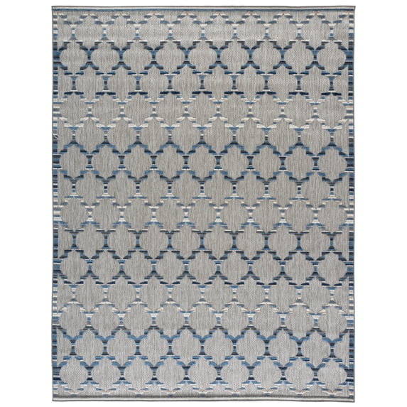 SAFAVIEH Cabana Burke Geometric Indoor/Outdoor Area Rug, Grey/Blue, 9' x 12'