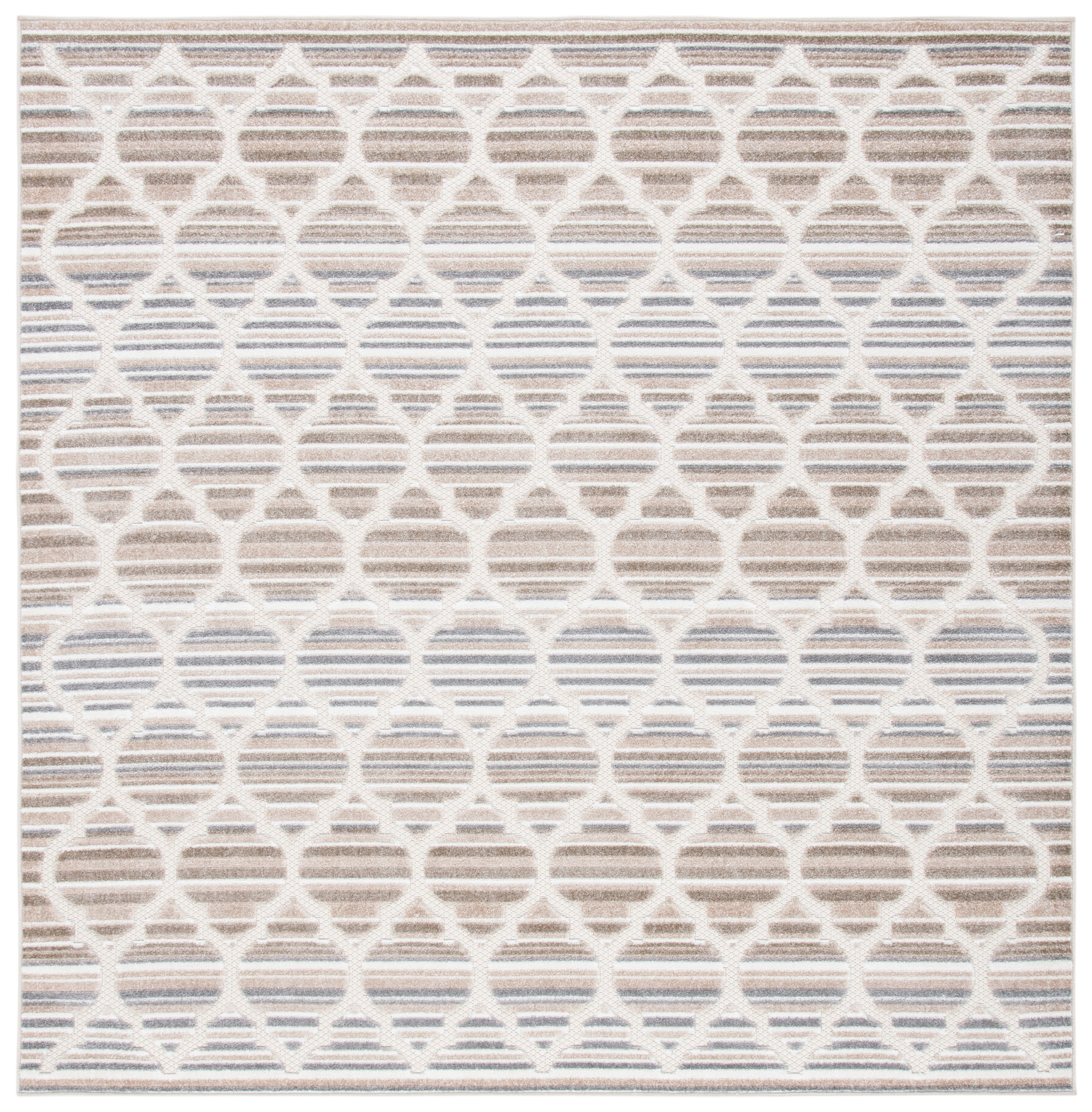 Cabana Geometric Grey/Ivory Square Easy-Care Area Rug