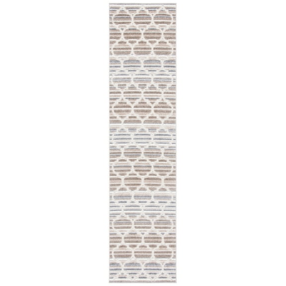 SAFAVIEH Cabana Burke Geometric Indoor/Outdoor Runner Rug, Grey/Ivory, 2'2" x 7'