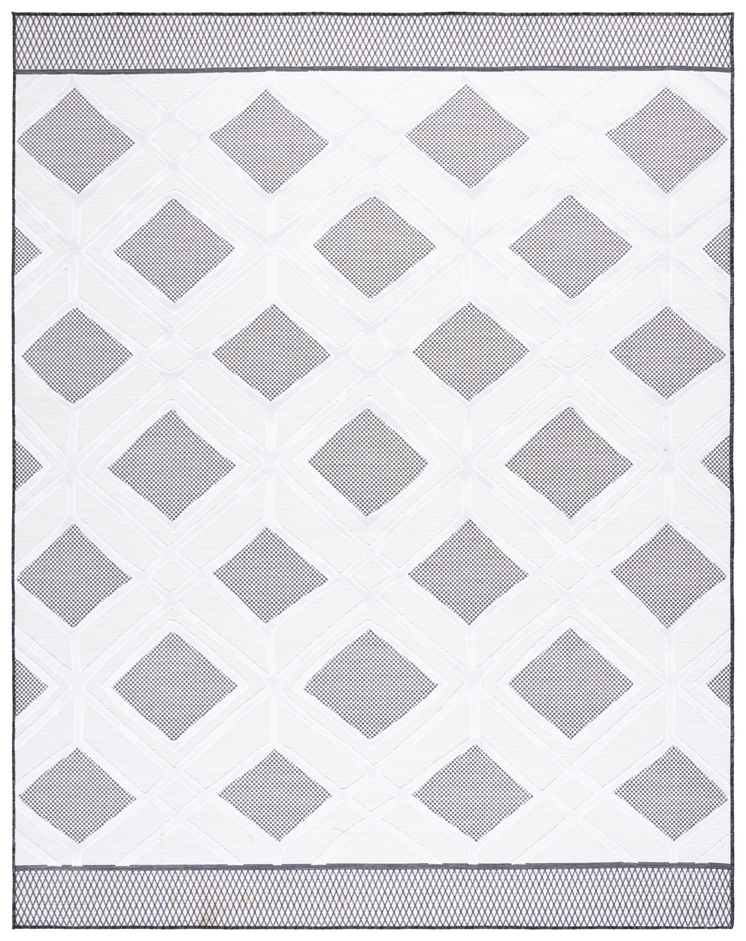 SAFAVIEH Cabana Carina Diamond Indoor/Outdoor Area Rug, Ivory/Black, 9' x 12'
