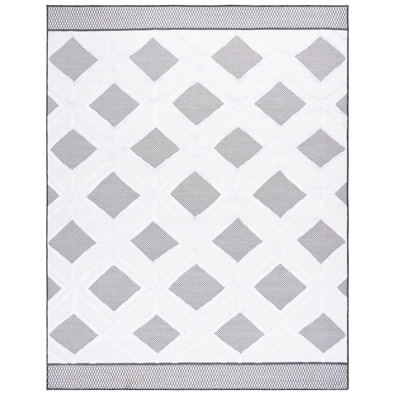 SAFAVIEH Cabana Carina Diamond Indoor/Outdoor Area Rug, Ivory/Black, 9' x 12'