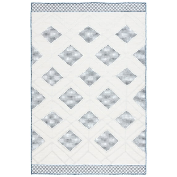 SAFAVIEH Cabana Carina Diamond Indoor/Outdoor Area Rug, Ivory/Navy, 8' x 10'