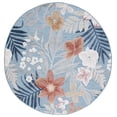 thumbnail image 1 of SAFAVIEH Cabana Caris Floral Indoor/Outdoor Area Rug, Aqua/Rust, 4' x 4' Round, 1 of 12