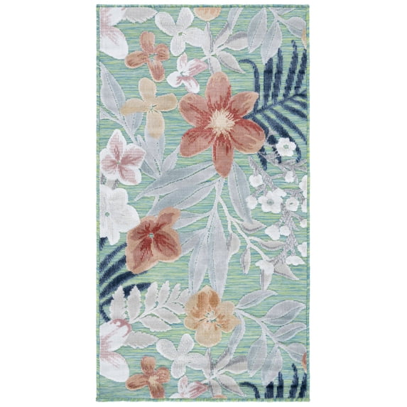 SAFAVIEH Cabana Caris Floral Indoor/Outdoor Area Rug, Green/Rust, 4' x 6'
