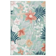 SAFAVIEH Cabana Caris Floral Indoor/Outdoor Area Rug, Green/Rust, 6'5" x 9'6"