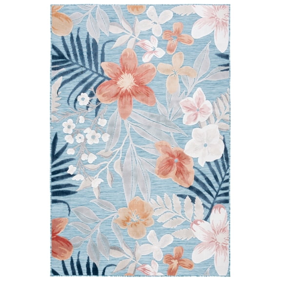 SAFAVIEH Cabana Caris Indoor/Outdoor Area Rug, Aqua/Rust, 5' x 8'