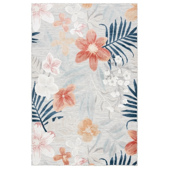 SAFAVIEH Cabana Caris Indoor/Outdoor Area Rug, Grey/Rust, 6' x 9'