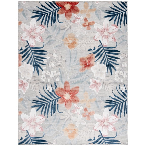 SAFAVIEH Cabana Caris Indoor/Outdoor Area Rug, Grey/Rust, 9' x 12'