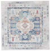 SAFAVIEH Cabana Dima Medallion Indoor/Outdoor Area Rug, Navy/Aqua/Ivory, 6'7" x 6'7" Square