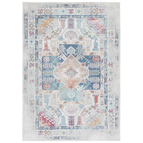 SAFAVIEH Cabana Dima Medallion Indoor/Outdoor Area Rug, Navy/Aqua/Ivory, 9' x 12'