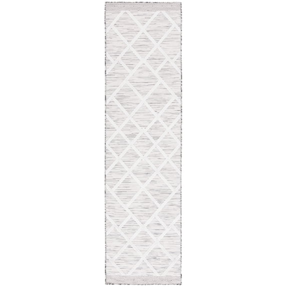 SAFAVIEH Cabana Dusko Diamond Indoor/Outdoor Runner Rug, Ivory/Grey, 2' x 8'