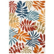 SAFAVIEH Cabana Elouise Botanical Indoor/Outdoor Area Rug, Creme/Red, 5'3" x 7'6"