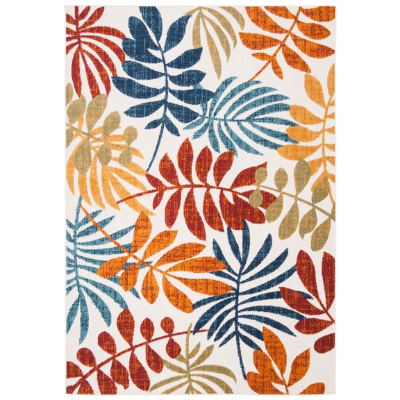 SAFAVIEH Cabana Elouise Botanical Indoor/Outdoor Area Rug, Creme/Red, 6' x 9'
